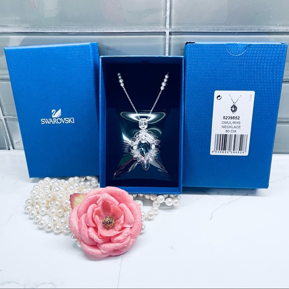SWAROVSKI LONG NECKLACE PHODIAM PLATED DMUL/RHS 80CM